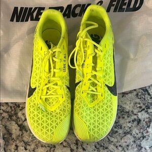 Nike Bright Yellow Spikes for Cross Country or Track with Black Swoosh